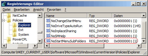 NoStartMenuSubFolders