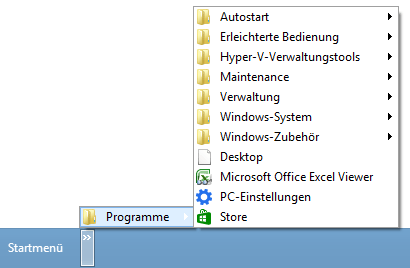 Symbolleiste Startmenü