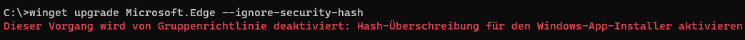 winget upgrade Microsoft.Edge --ignore-security-hash
