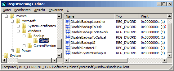 DisableBackupToDisk