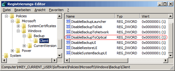 DisableBackupToOptical