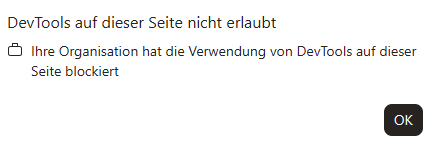 DevTools auf dieser Seite nicht erlauben