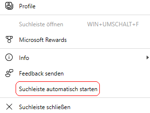 Suchleiste automatisch starten