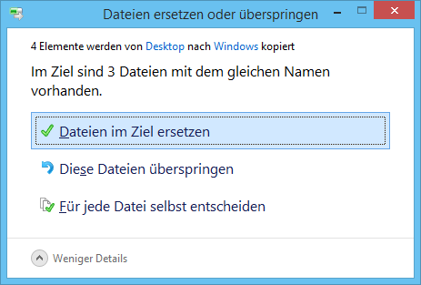 Dateien ersetzen oder überspringen