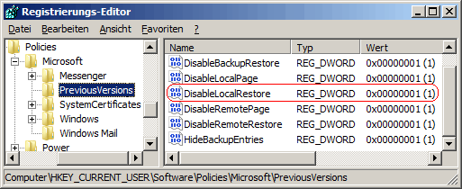 DisableLocalRestore