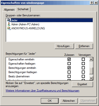 Sicherheitsberechtigungen