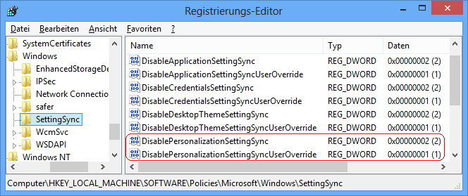 DisablePersonalizationSettingSync