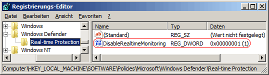 DisableRealtimeMonitoring