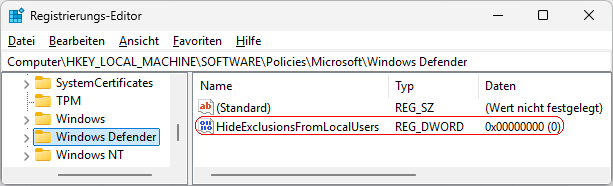 HideExclusionsFromLocalUsers