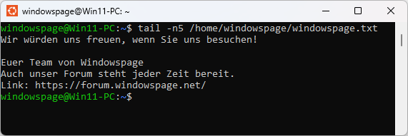 tail -n5 /home/windowspage/windowspage.txt