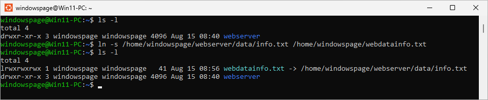 n -s /home/windowspage/webserver/data/info.txt /home/windowspage/webdatainfo.txt