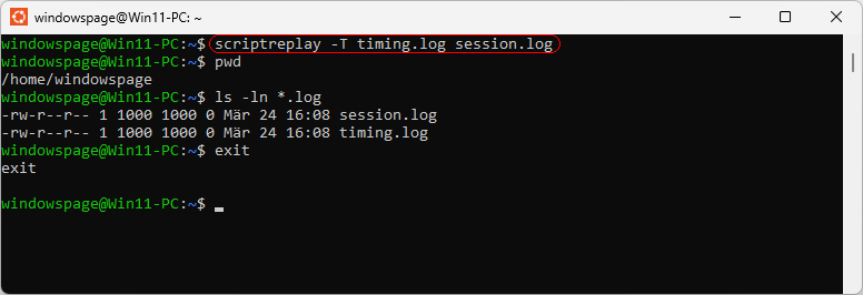 scriptreplay -T timing.log sessions.log