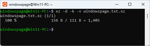 xz -d -k -v windowspage.txt.xz