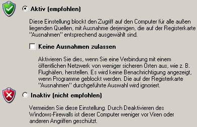 Windows-Firewall "Allgemein"