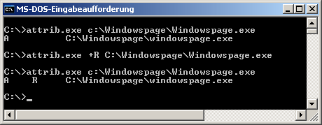 attrib.exe c:\Windowspage\Windowspage.exe