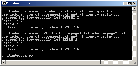 comp windowspage1.txt windowspage2.txt