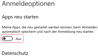 Anmeldeoptionen