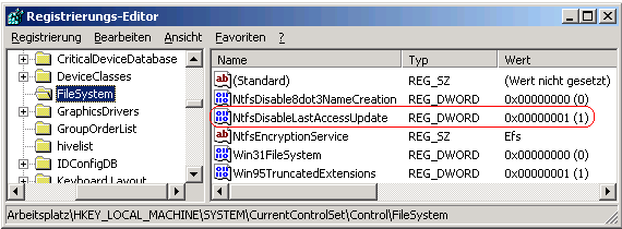 NtfsDisableLastAccessUpdate