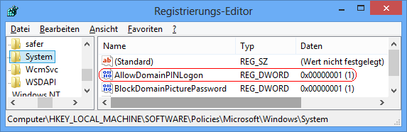AllowDomainPINLogon