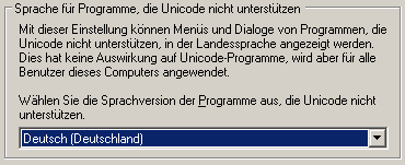 Unicodesprache auswählen